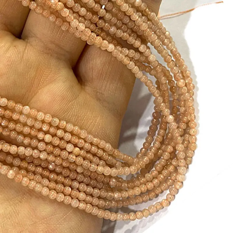 Natural Gemstone Beads 2MM 3MM Sunstone Green Jade Amethyst Rose Quartz Turquoise for Jewelry Making Diy Bracelet Accessories