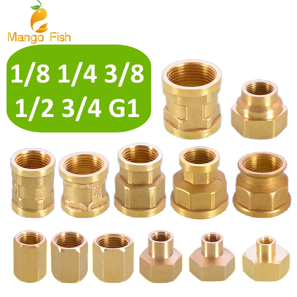 Female Thread 1/8" 1/4" 3/8" 1/2" 3/4" BSP Brass Pipe Fitting Copper Hose Hex Coupling Coupler Fast Connetor For Water Fuel G
