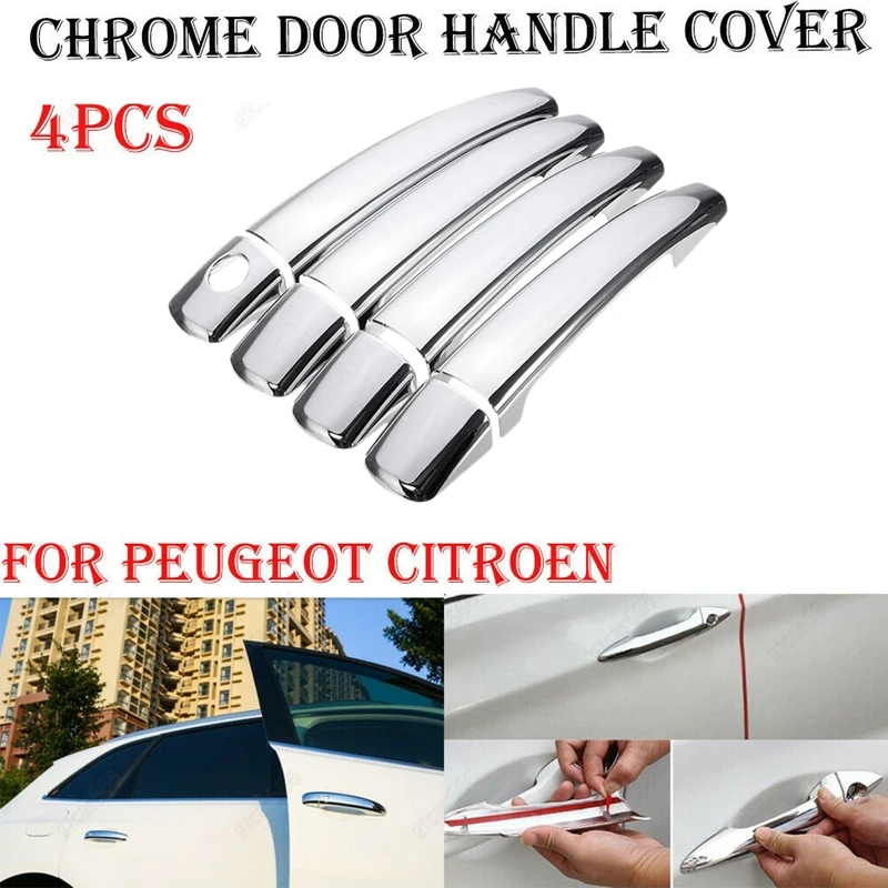 C4 For Citroen C4 Picasso C6 Peugeot 207 308 407 Chrome Door ddmysmile Handle Cover Trim Smile