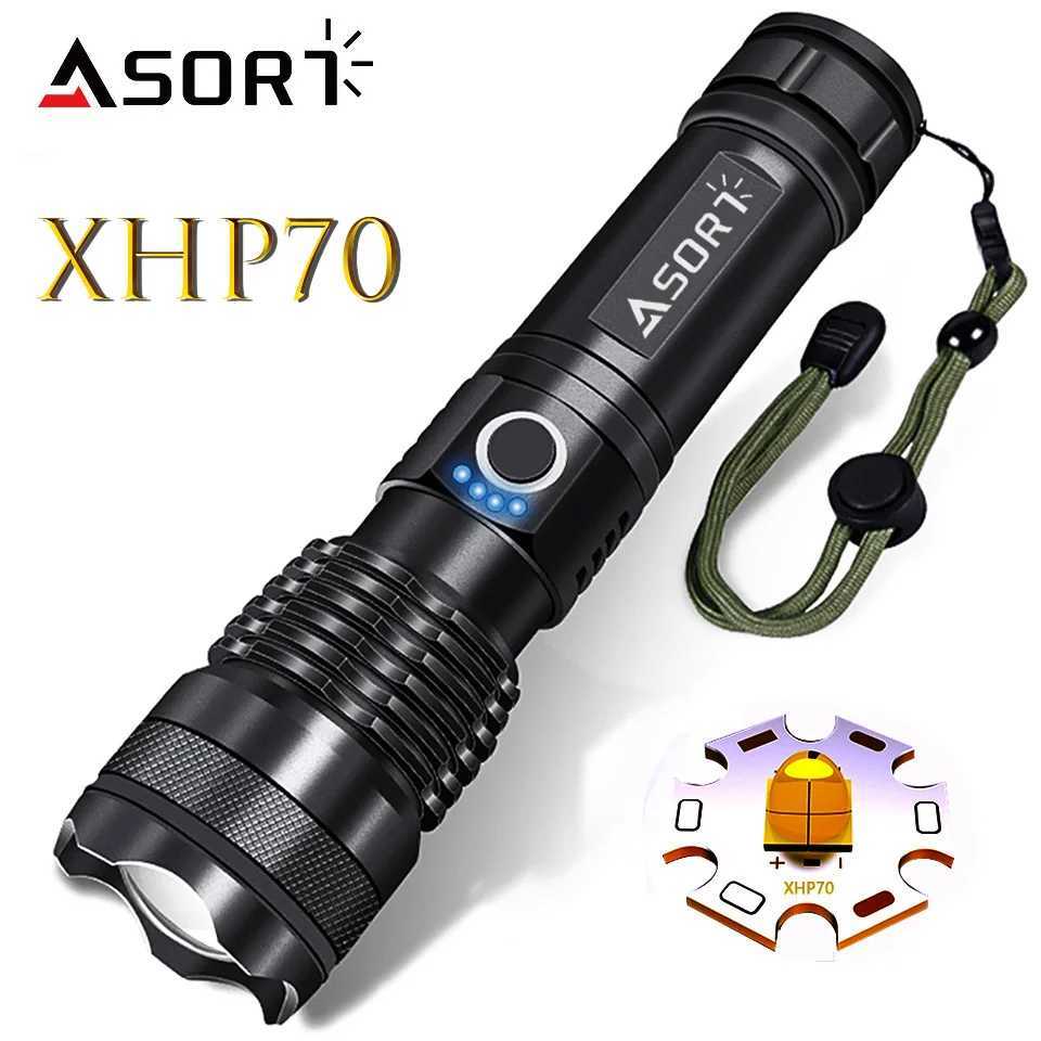 Flashlight xhp70 is the most powerful LED charging light with USB Zoom 18650 battery and 26650 torch for optimal camping outdoor and emergency use X24