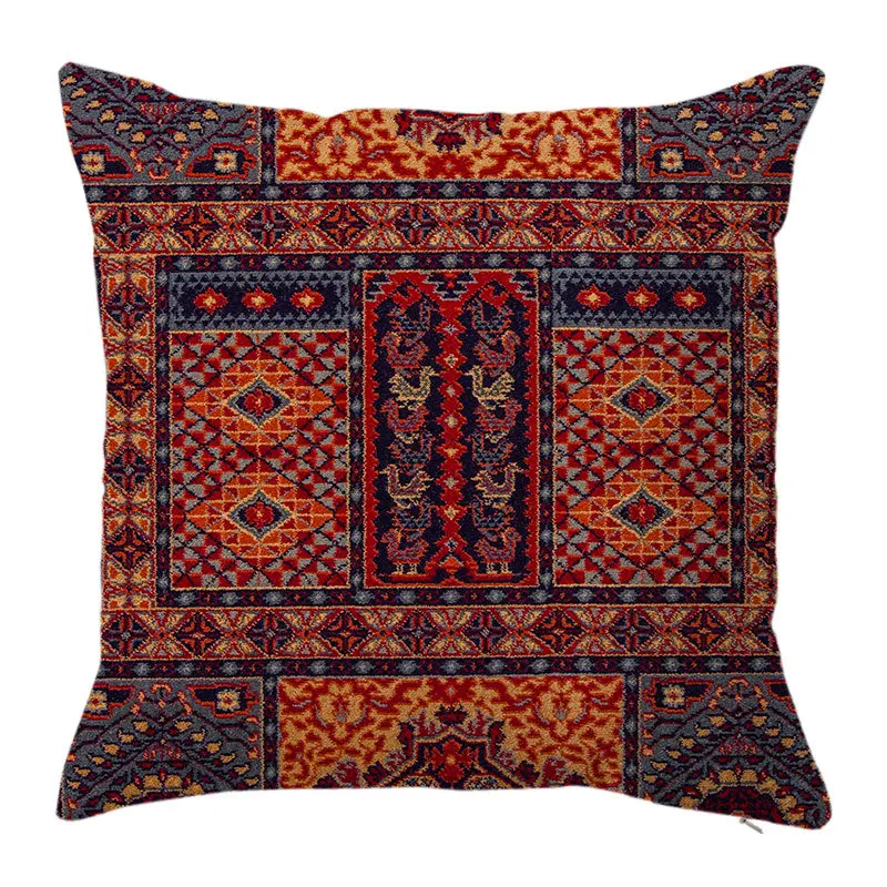 Geometric Indian Linen Colorful Pillowcase Boho Ethnic Graphic Pillow Case for Pillows Sofa Home Decor Garden Chair 45x45 40x40 smile