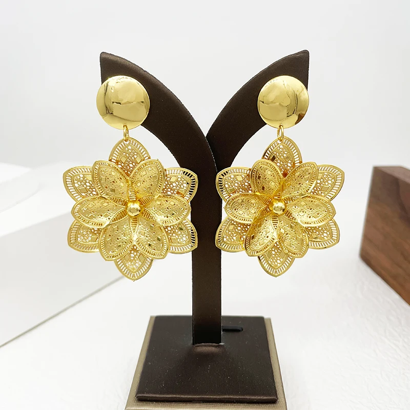 Set Vintage Women Jewelry Gold Plated Necklace Earrings Bracelet Ring Dubai Set Jewelry Wedding ddmysmile Party Accessories Smile