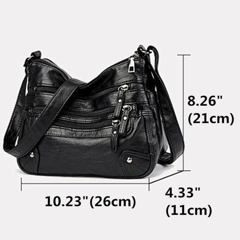 Women's Shoulder Bag PU Versatile Double Layer Large Capacity Simplicity Retro High Quality Hardware Female's Crossbody Bags