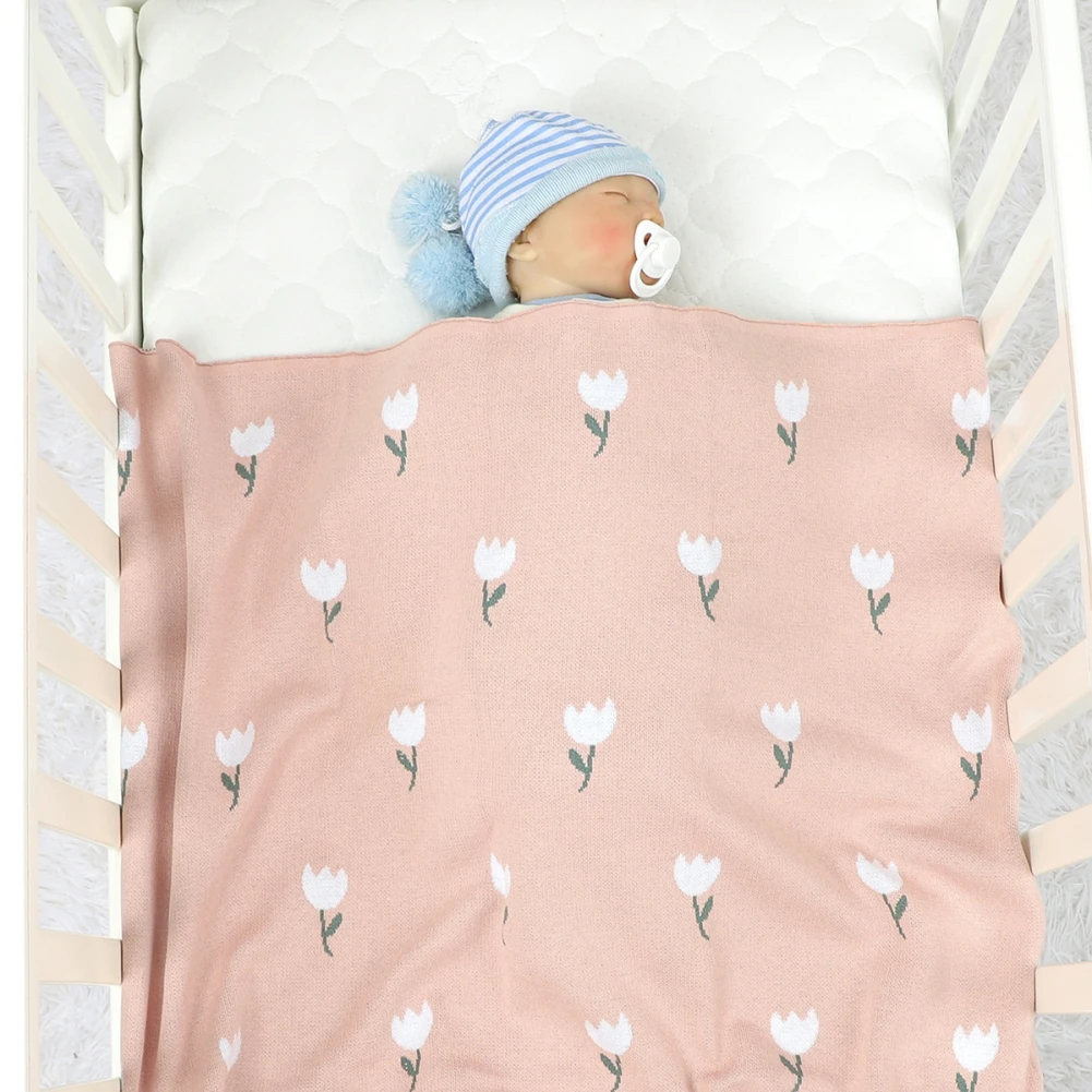 Bedding Soft Jlong Toddler Quilt For Bed Sofa Infant Basket Stroller ddmysmile Blankets Newborn Baby Floral Knitted Swaddle Wrap Blankets Smile