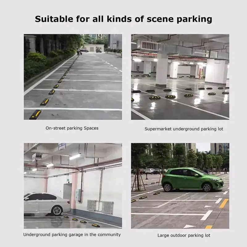 Car Stoppers For Garage Heavy Duty Rubber Parking Curb Guide With Yellow Reflective Tape Parking Space Stopper wheel aligner