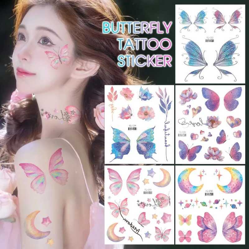 3D Fairy Butterfly Wings Shining Tattoo Stickers Waterproof Eyes Facial Body Art Fake Tattoo Female Makeup Dance Music Festival W241109