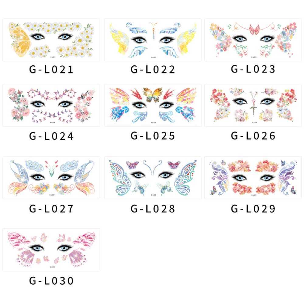 10 temporary tattoo stickers suitable for women children tattooed children Halloween makeup facial and body tattoos temporary waterproofing W241109
