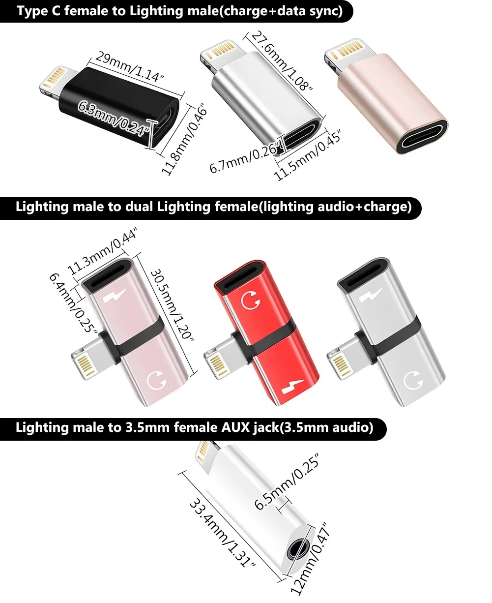 Headphone Adapters For IPhone SE 11 Pro Max 7 8 Plus X XS XR For Lighting To 3.5mm Jack Audio Cable Aux Adapter For Iphone