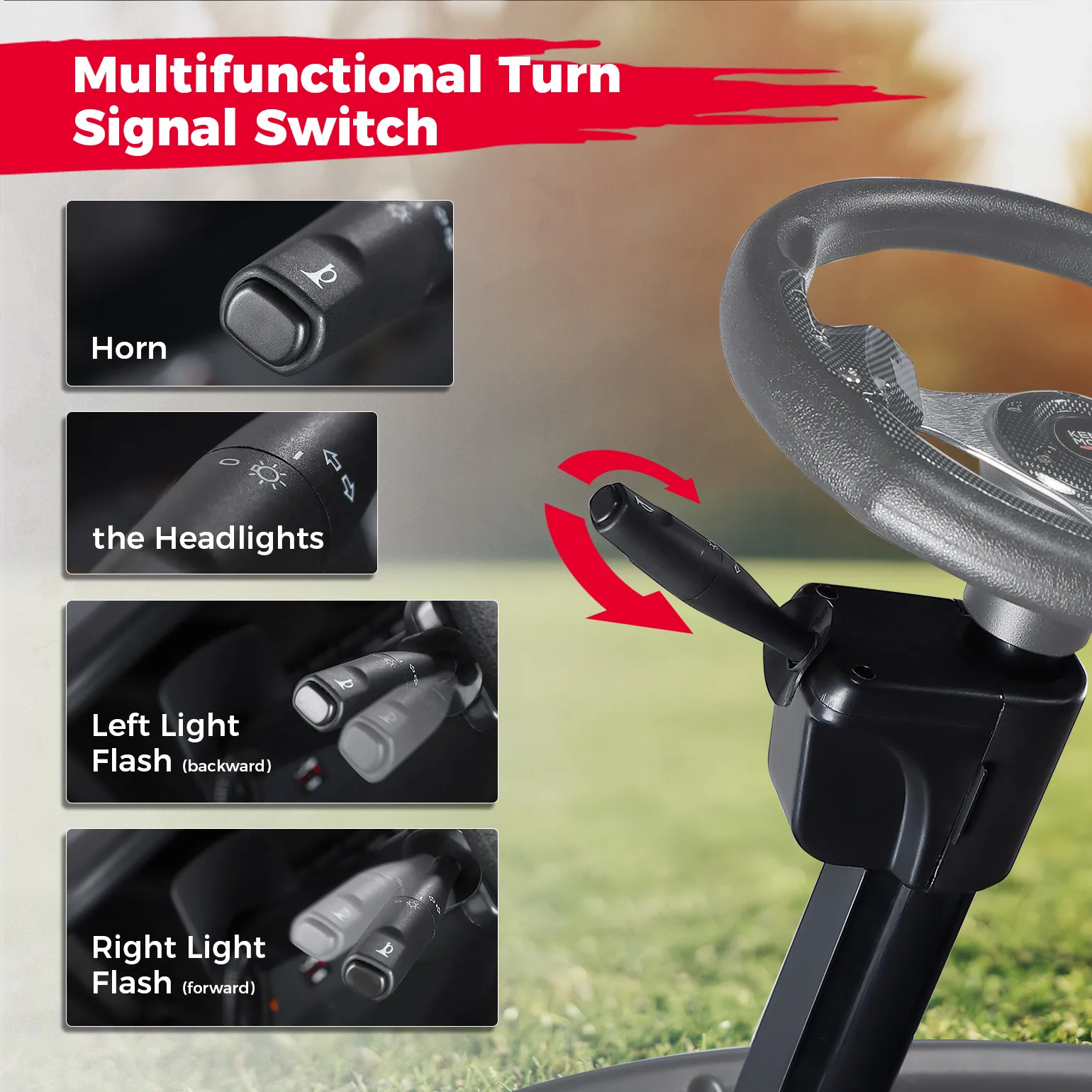 Golf Cart Upgrade Street Legal Headlight Kits Brake Turn Signal Tail Light Horn for Club Car Precedent from 2004+ Gas/Electric