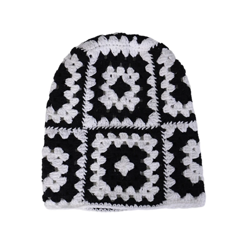 Hat Autumn Balaclava ddmysmile For Winter Knitted Hat Granny-Square Photography Props Smile