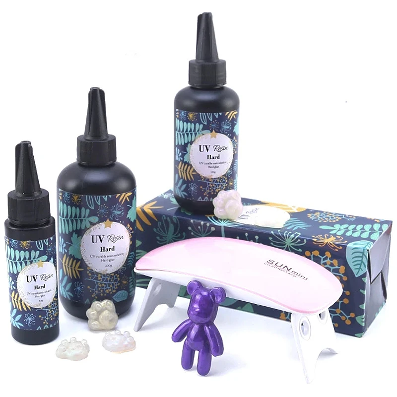 50/100/200g Hard UV Resin Glue Ultraviolet Curing Quick Drying Clear Resin UV Glue DIY Jewelry Making Tools Mould Gel Hardener