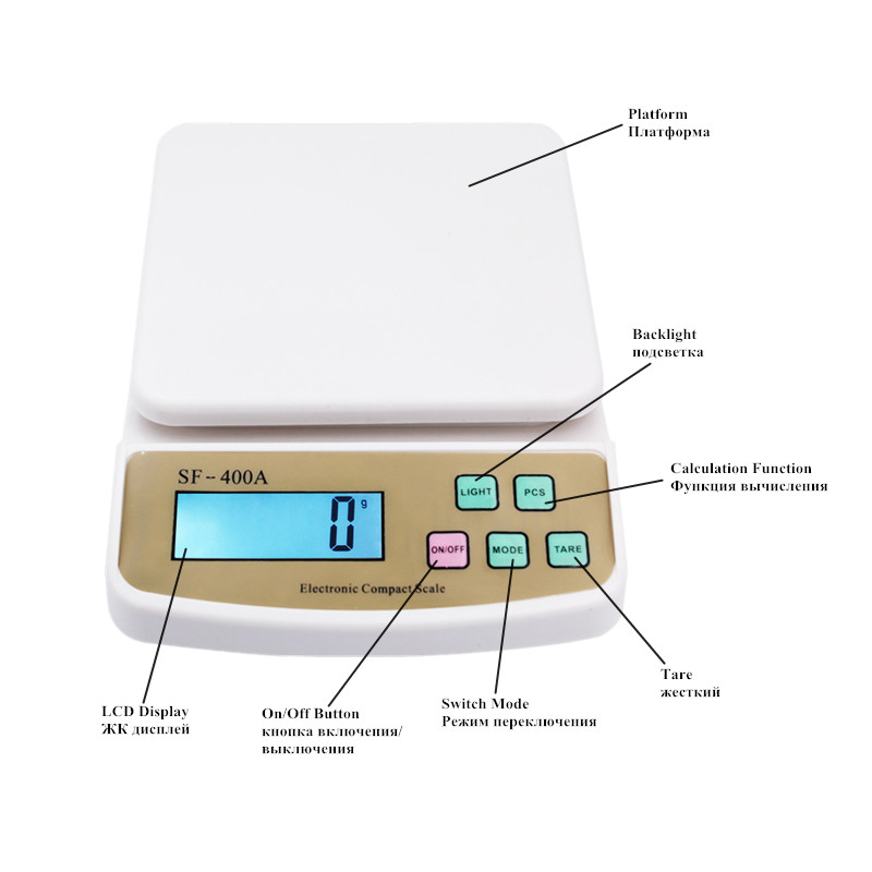 2/5/10Kg 1g/0.1g Libra Digital Kitchen Scales Counting Weighing electronic balance scale SF-400A English button