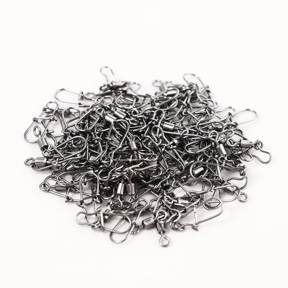 Set Fishing Connector 50/100/200Pcs Swivels Interlock ddmysmile Pin Snap Rolling Swivel For Fishhook Lure Carp Fishing Accessories Smile