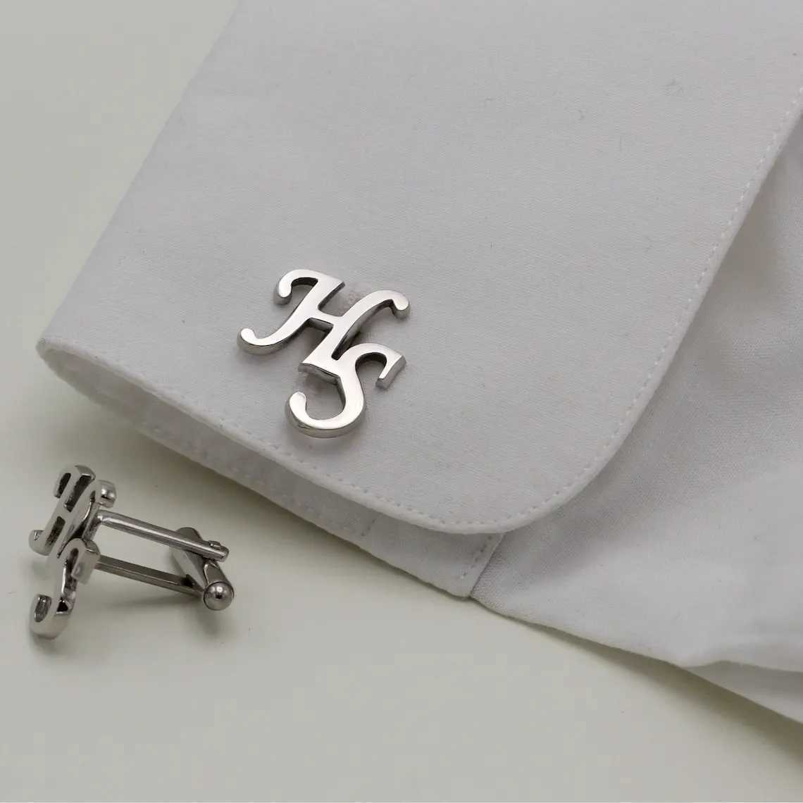 Tangula Customized Mens Initial Cufflinks Stainless Steel Personalized Letter Cufflinks Wedding Jewelry Gifts W241109