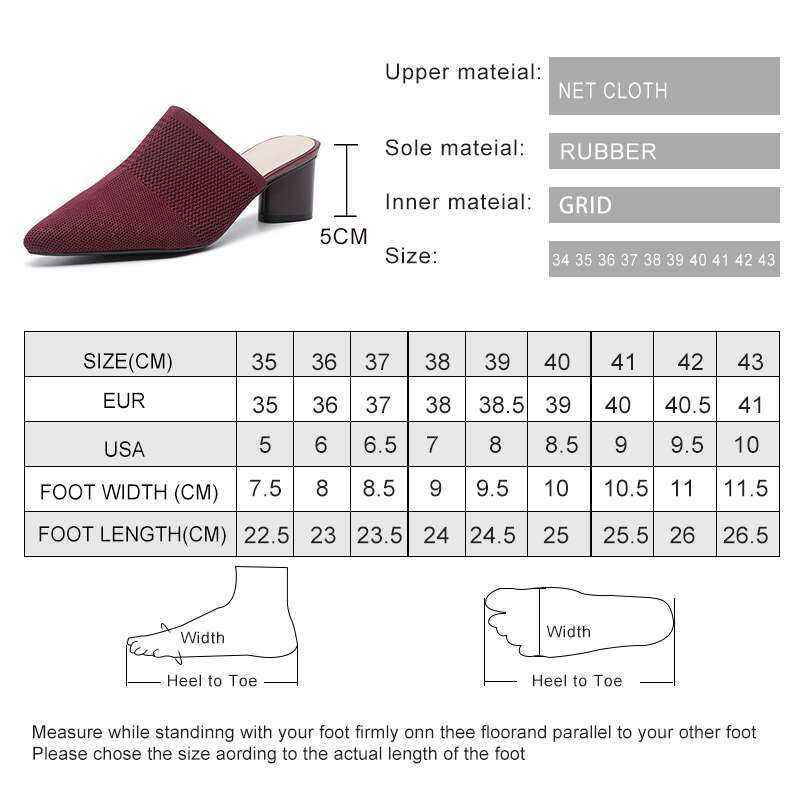 Half Female 2025 Summer New Breathable Women High Heel Slippers Fashion Large Size Women's Knitted Shoes