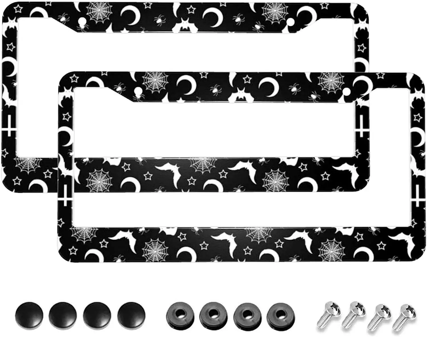 Frame Goth License Plate 2 Pack Halloween ddmysmile Gothic Skull Car Accessories Aluminum Metal License Plate Cover For All Car Models Smile