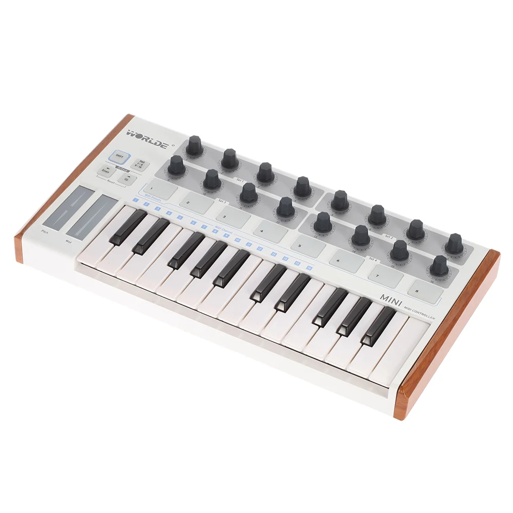WORLDE MIDI Controller New Ultra-Portable 25-Key Musical Keyboard Synthesizer Piano Keyboards Two Types of Support Midi Keyboard