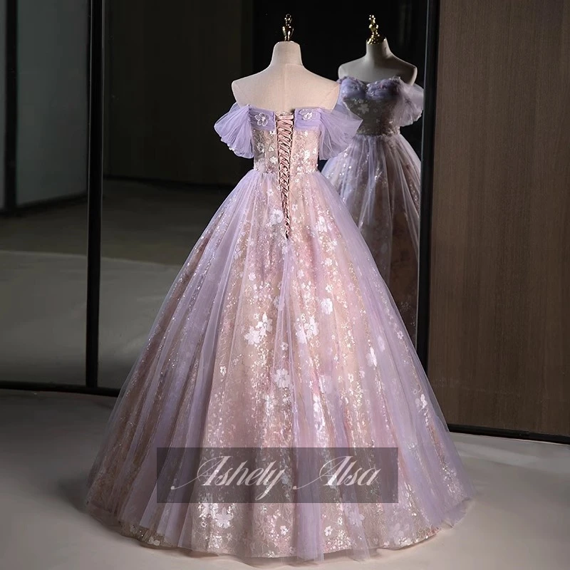 Ashely Alsa Saudi Arabic 2025 Sweet 16 Dresses Quinceanera Gown Off Shoulder 3D Floral Vestido De 15 new Anos Party Pageant Formal Wear