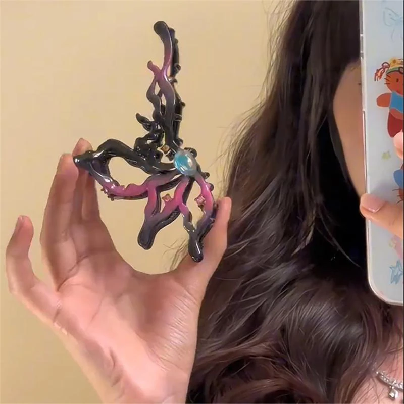 Irregular Metal Pink Dopamine Heart Rhinestone Hair Claws Women ddmysmile Girl Big Hair Clip Unique Autumn Winter Headwear New Jewelry Smile