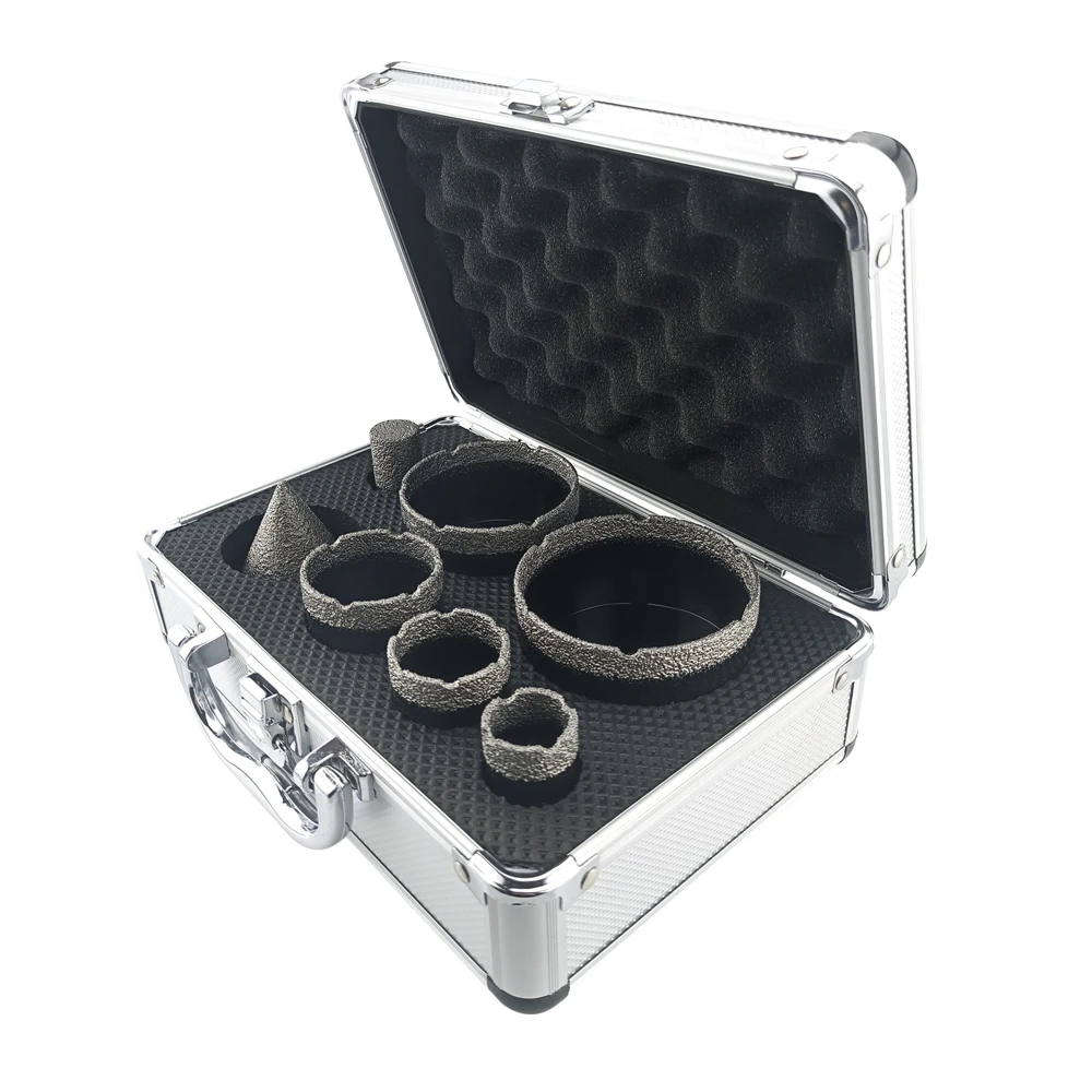 Dia Thread 7Pcs M14 Dry Drill Bit Vacuum Brazed Drilling Core Bits Set Porcelain Tiles Crowns Granite Marble Hole Saw Tools smile