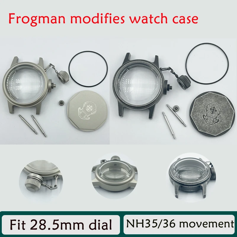 Frogman diving hand watch case Seiko modified case Seiko NH35/36/4R/6R movement with 28.5mm dial watch