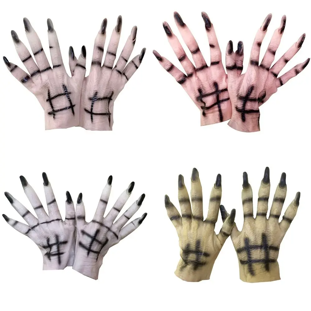 Cool Halloween Gothic Long Nails Gloves Funny Festival Witch Cosplay Costume Party Scary Props new 2025 Rubber Mittens Gloves With Claws