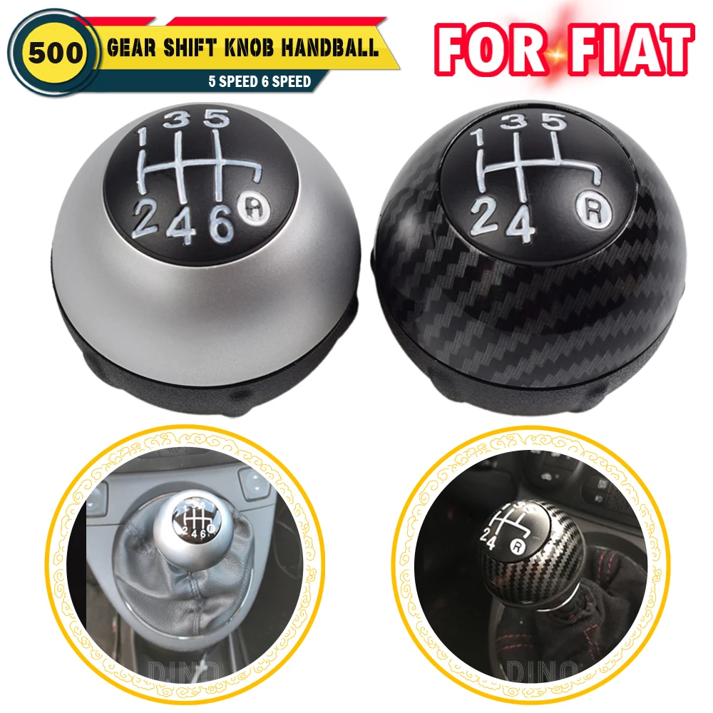 Speed Speed 5 6 Manual MT Chrome Car Gear Shift Knob For Fiat 500 2012 2013 2014 2015 2016 2017 2018 55344048 smile