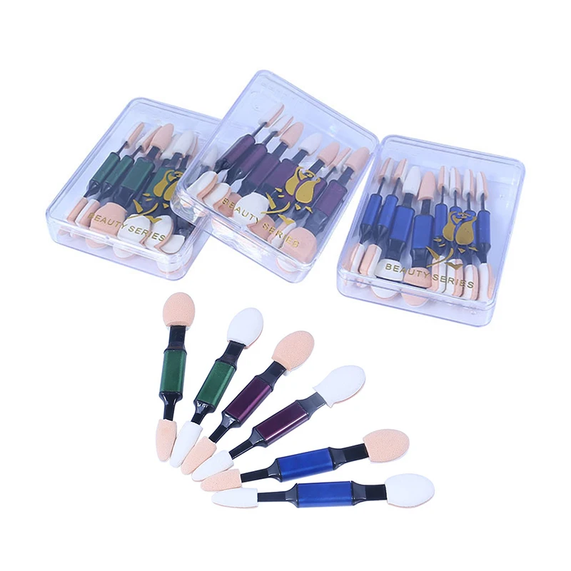 Portable Ended Double 10pcs Eyeshadow Brush Pro Sponge Stick Eye Shadow Applicator Disposable Beauty Makeup Tools smile