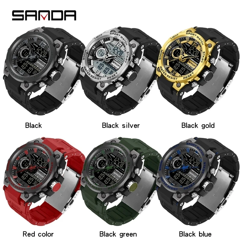 New ddmysmile Sports 9010 SANDA Men's Watches Top Brand Quartz Watch Men Waterproof S Shock Male Clock Relogio Masculino Smile
