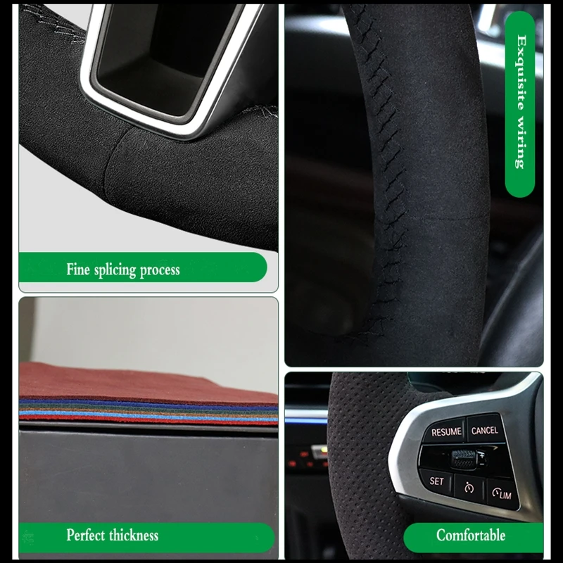 Steering Braid Wheel Car Cover For VW Golf 7 6 5 4 3 2 7 6 5 NK4 NK3 2 Polo Passat B8 Tiguan Suede Leather smile