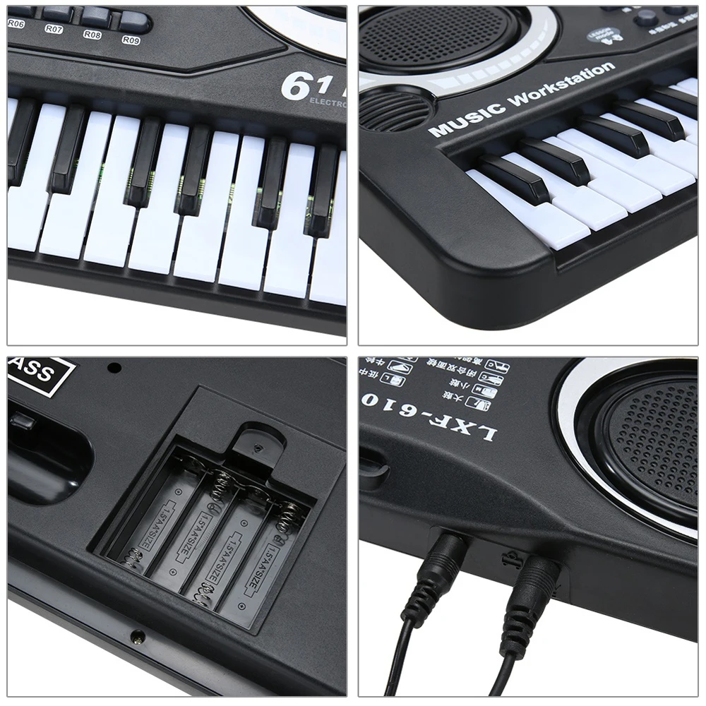 61 Keys Black Digital Music Electronic Keyboard Key Board Electric Piano Kids Gift with microphone Keyboard Musical Instruments