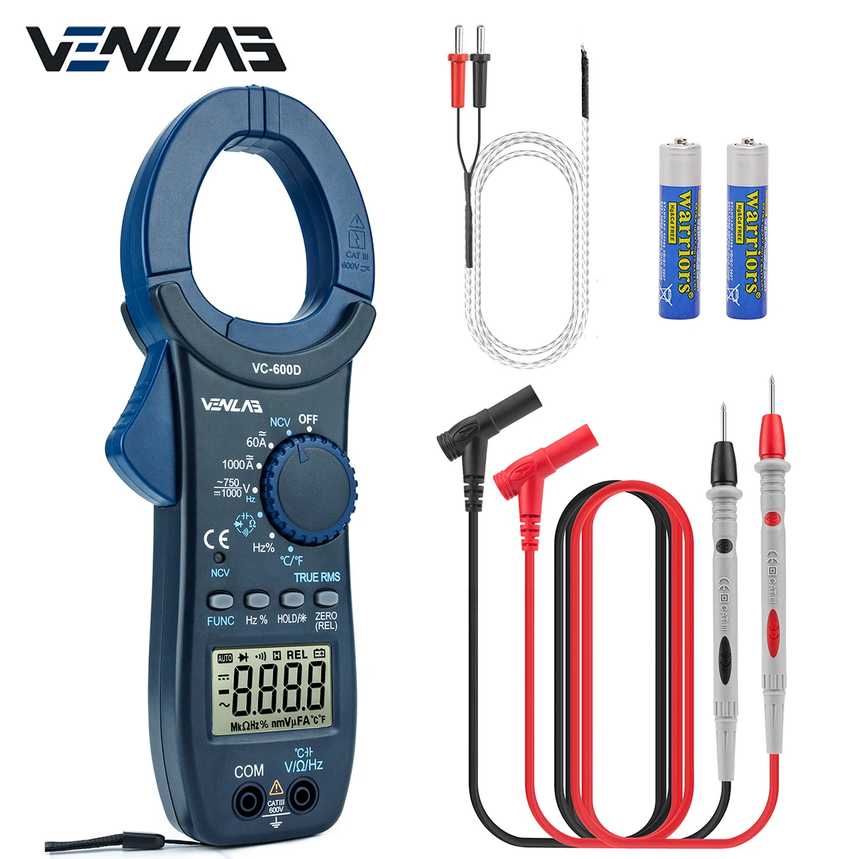 1000A T-RMS Large Digital Clamp Meter 6000 Counts AC/DC Current Amp Meter, Multimeter Voltage Tester Auto-ranging