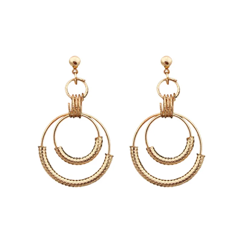 Exaggerated Hanging New Tube Earrings Multi-layers Metal Round Pendants Dangle Earrings for Women oorbellen voor vrouwen smile