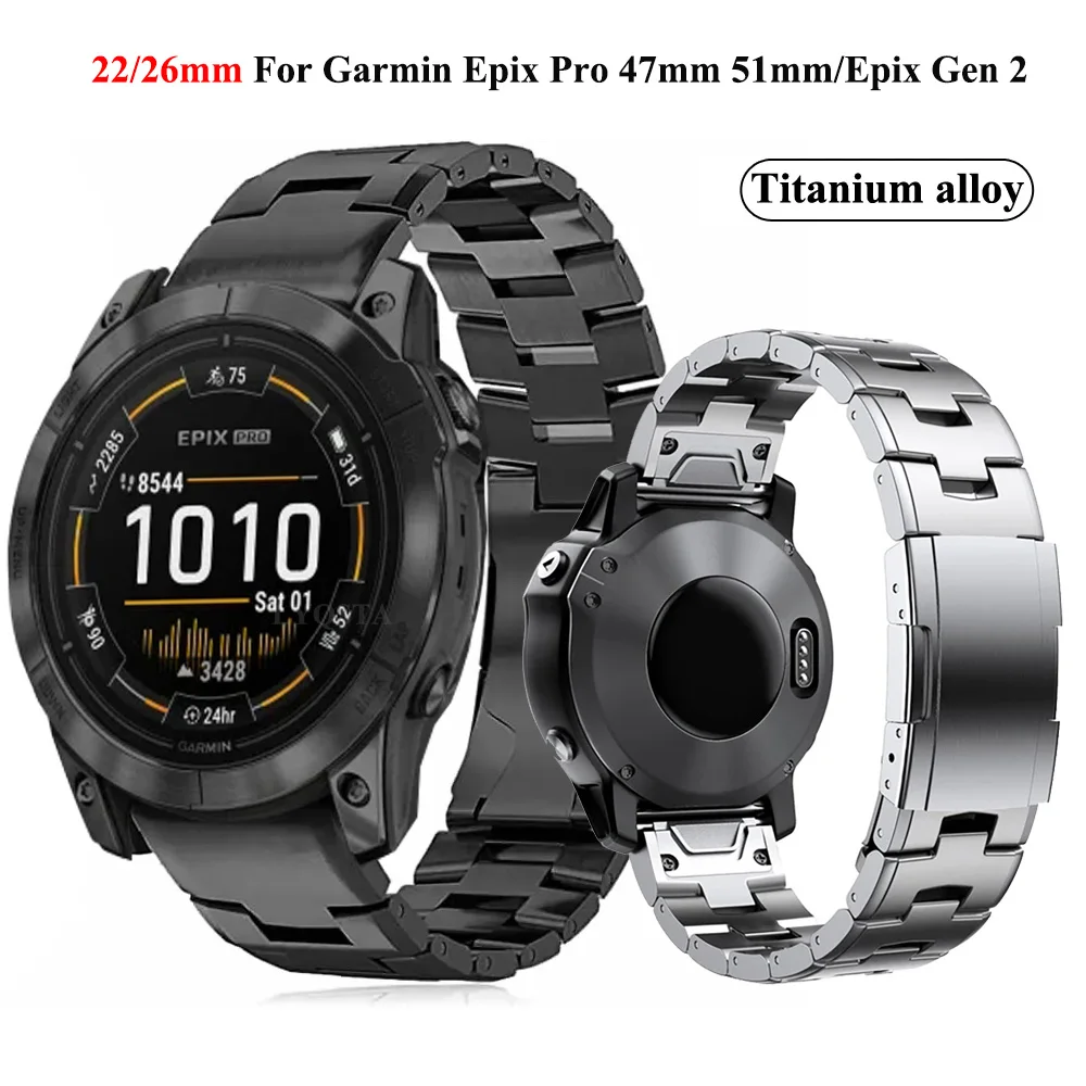 Alloy Titanium 22 26Mm Light Weight Watchband Quickfit Wrist Strap For Garmin Epix Pro Fenix 7 7X Pro 47Mm 51Mmfenix 6 5 5X ddmysmile Plus Smile