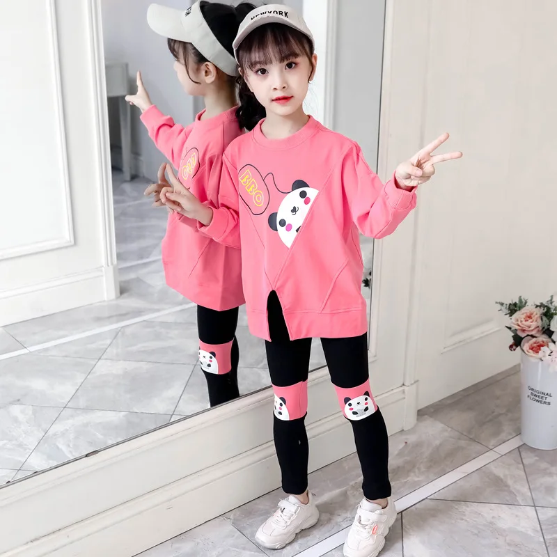 For Clothes ddmysmile Teen Set Girls Clothing Spring Autumn Loose Tracksuit T Shirts + Leggings Pants Hiphop 4 5 6 7 8 9 10 11 12 Year Smile +
