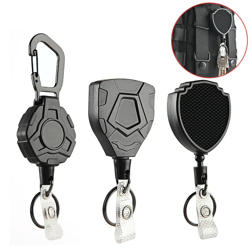Heavy Duty Retractable Key Chain Anti-theft Keychain with Carabiner Max Extending Length 23'' Retractable Badges Holder
