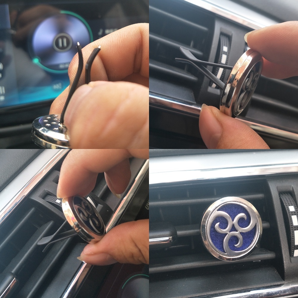 Aromatherapy Jewelry Diffuser Pendant Locket Crystal Car Air Freshener Vent Clip Perfume Essential Oil Diffuser Necklace Pendant