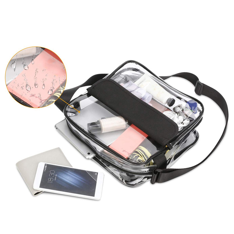 Women PVC Shoulder Gym Clear Bag Unisex Casual Transparent Handbag Travel Large Capacity Crossbody Satchel Purse Messenger Tote