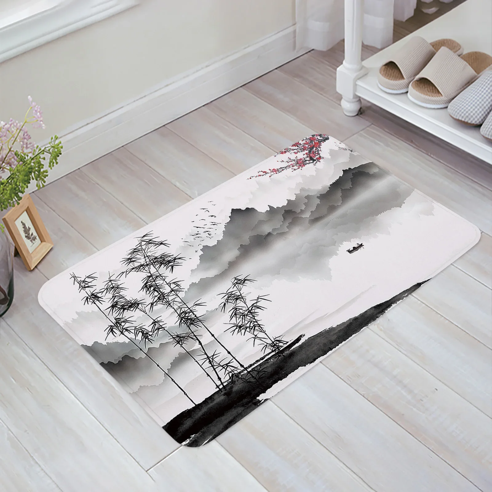 Bamboo Retro Shabby Plant Bathroom Mat Corridor Carpet Kitchen Mat Entrance Door Mats Welcome Room Floor Prayer Rug Doormat