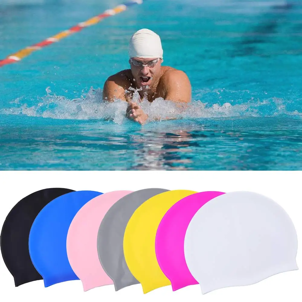 Swimming Caps Silicone Swimming Caps Men Women Long Hair Waterproof Swim Pool Hat Ear Protect High Elastic Water Sports Accessories