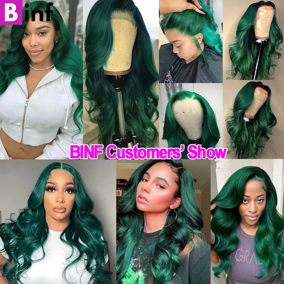 Colored Body Wave Green Bundles With Closure 5x5 13x4 HD Lace Closure Frontal with Bundles Remy 3/4 Bundles With Closure smile