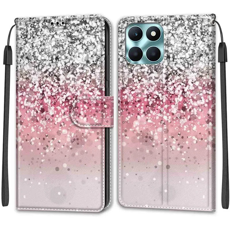 Flower Pattern Flip Case For Huawei Honor X6A X7A X8A X9A X6 X7 X8 X9 A HonorX6A Wallet Leather Phone Cases Stand Book Cover Bag
