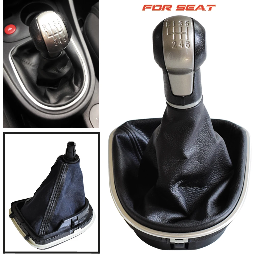 Speed 5Speed MT 6 Car Gear Shift Knob With Leather Boot For SEAT LEON II (2005-2012) ALTEA XL (04-12) SEAT TOLEDO ddmysmile III (04-09) Smile () () ()