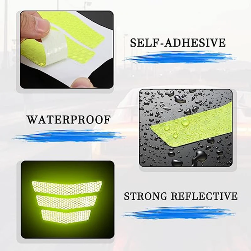 Reflective Sticker Motorcycle Bicycle Reflective Stickers Bike for Car Motorcycle Helmet Safety Warning Decals White Waterproof
