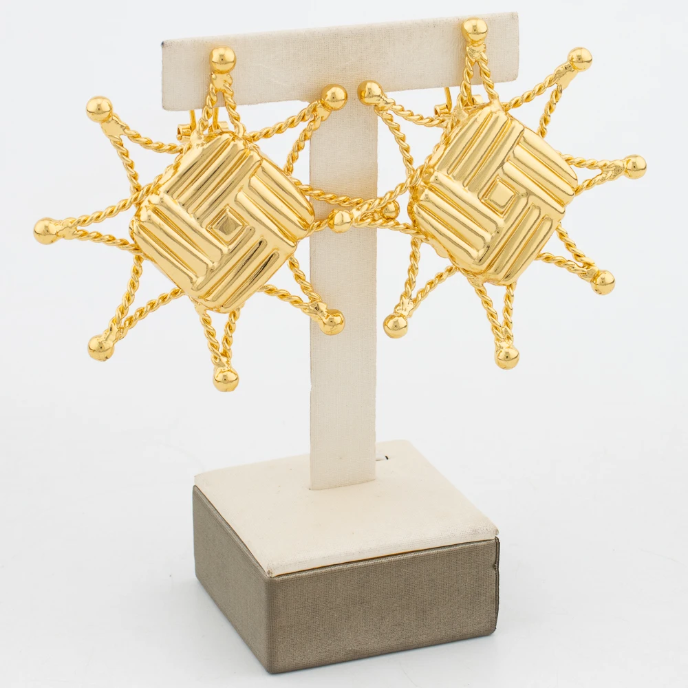 Women for Jewelry Set Hollow Pendant Arab Dubai Gold Plated Earring Necklace Bracelet Ring Wedding Bridal Bride Gift smile