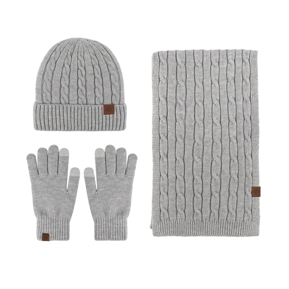 Hat Touch Scarf Gloves Set Screen Gloves 3-piece Winter Accessories Set for Unisex Thick Warm Hat Scarf Gloves for Outdoor smile