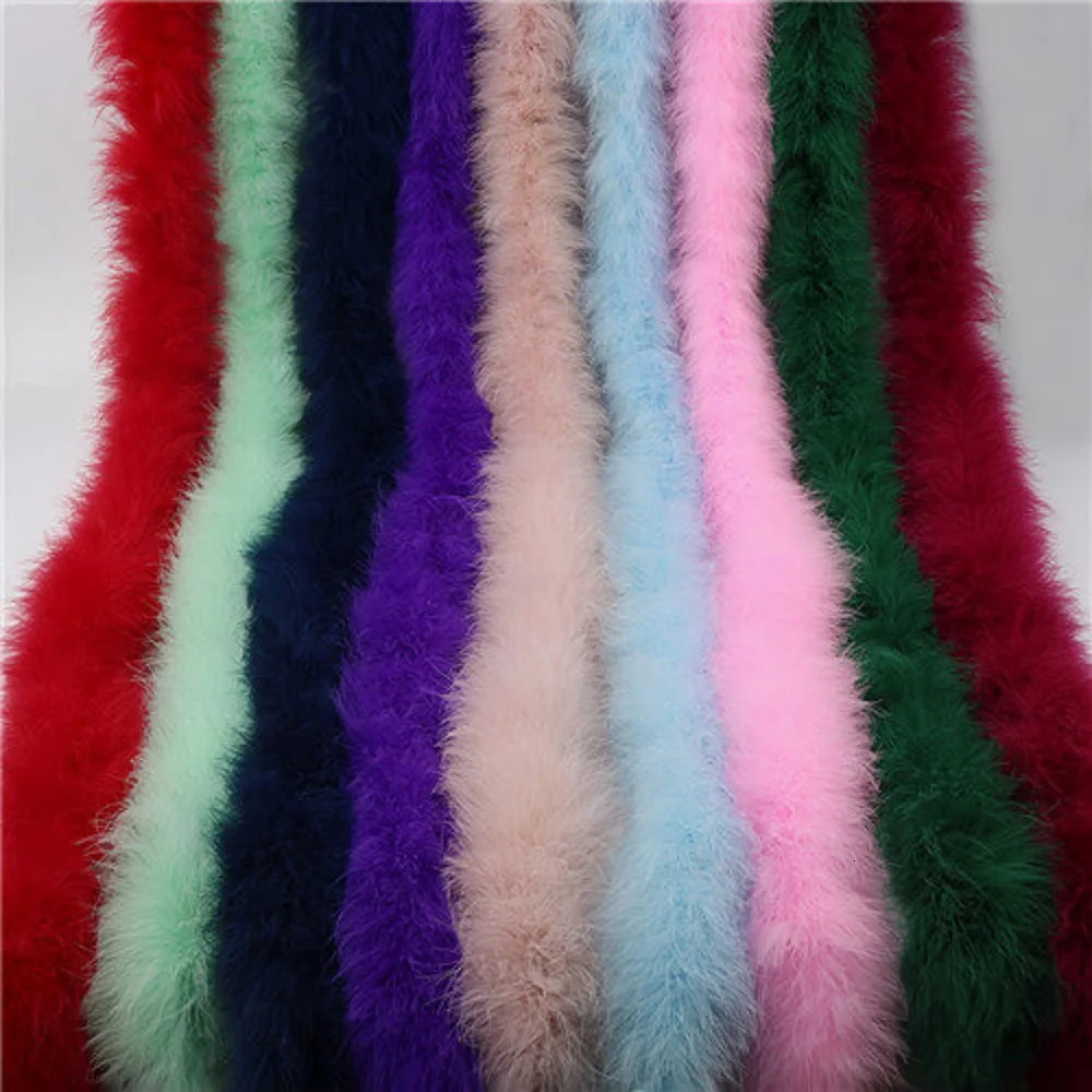 2m/Pcs Natural Turkiye Malabu Feather Boa Fashion Soft Fluffy Real Dyed Stage Party Decoration 50g 241108
