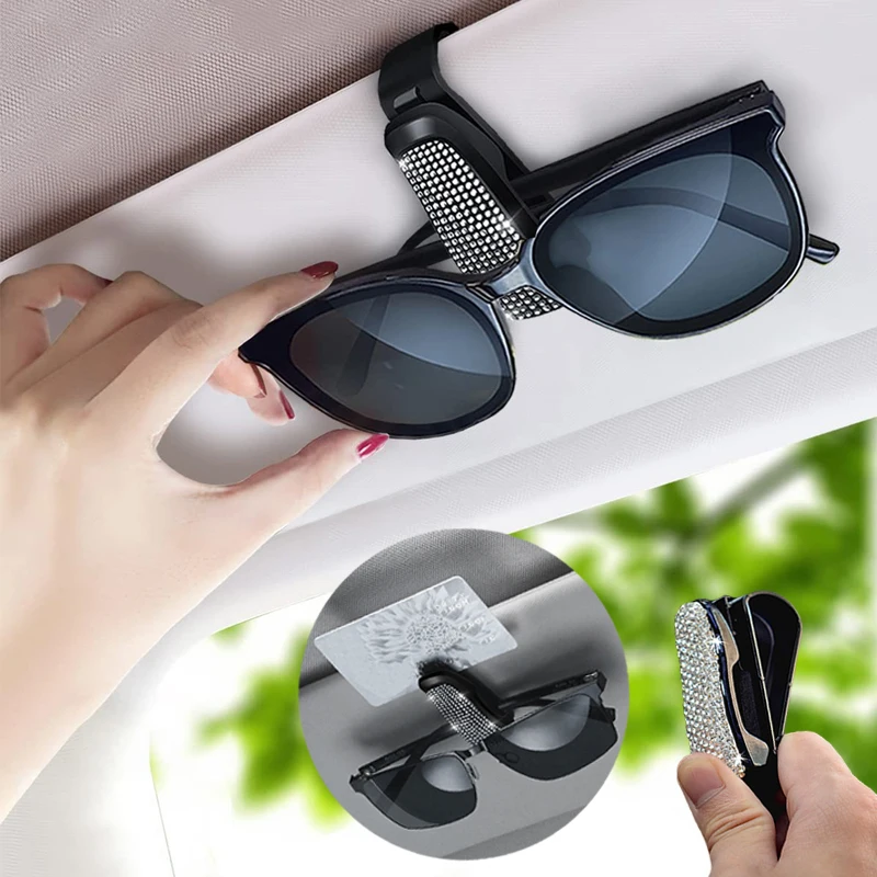 Case Universal Glasses Car 2 In 1 Auto Sun Visor ddmysmile Sunglasses Holder Card Stand Multicolor Glasses Clip Car Accessories Interior Smile