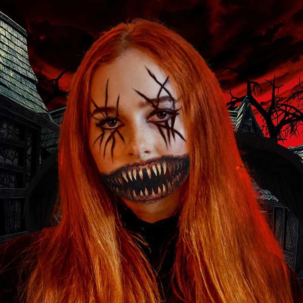 1/20 Halloween haunted house horror thriller big mouth tattoo stickers costume party face stickers suitable for holiday parties W241109