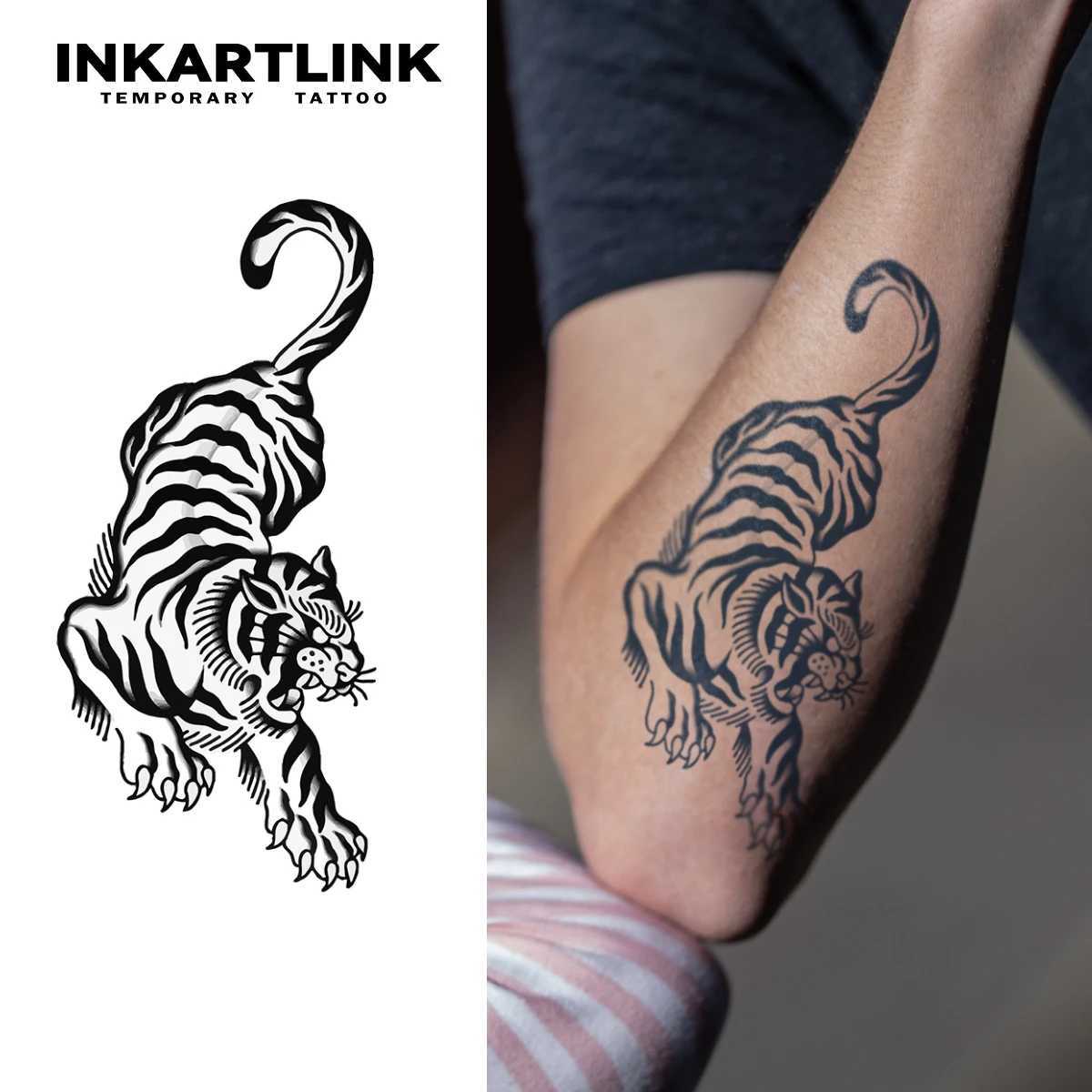 Tiger temporary tattoo lasting for 15 days new technology waterproof semi permanent sticker W241109